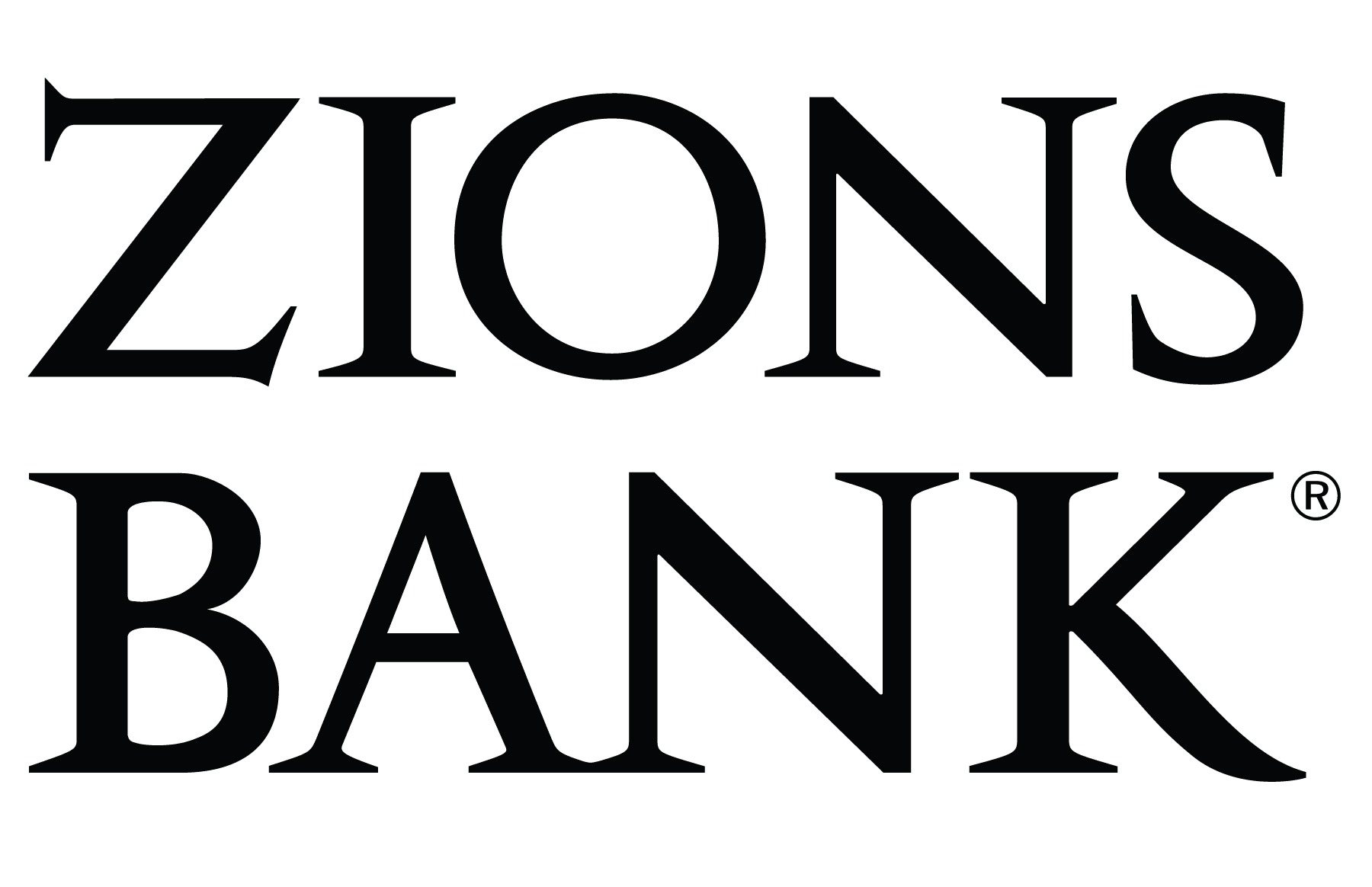 A black and white image of zions bank