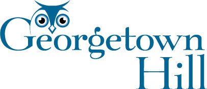 A blue and white logo for georgetown health.
