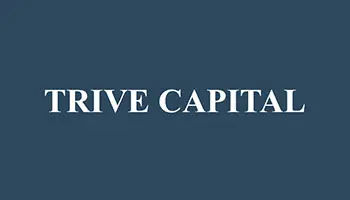 Trive Capital logo on a blue background.