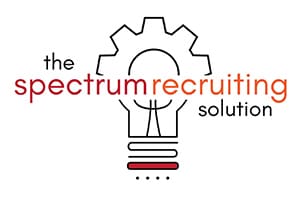 Spectrum Recruiting Solution logo with a gear and lightbulb.