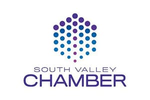 South Valley Chamber logo with dot pattern.