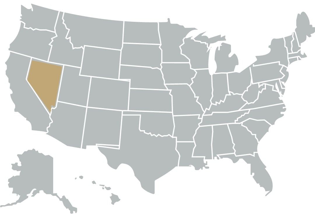 Map of the United States highlighting Nevada.