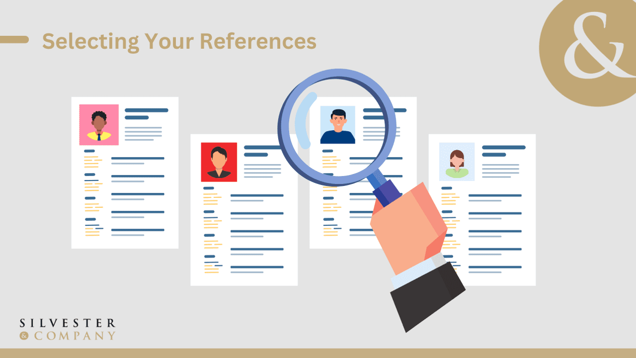 Hand holding magnifying glass over resume.