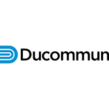 Ducommun Incorporated logo with blue symbol.