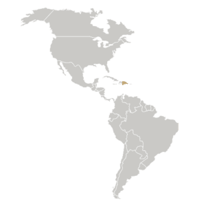 Map of the Americas with Dominican Republic highlighted.