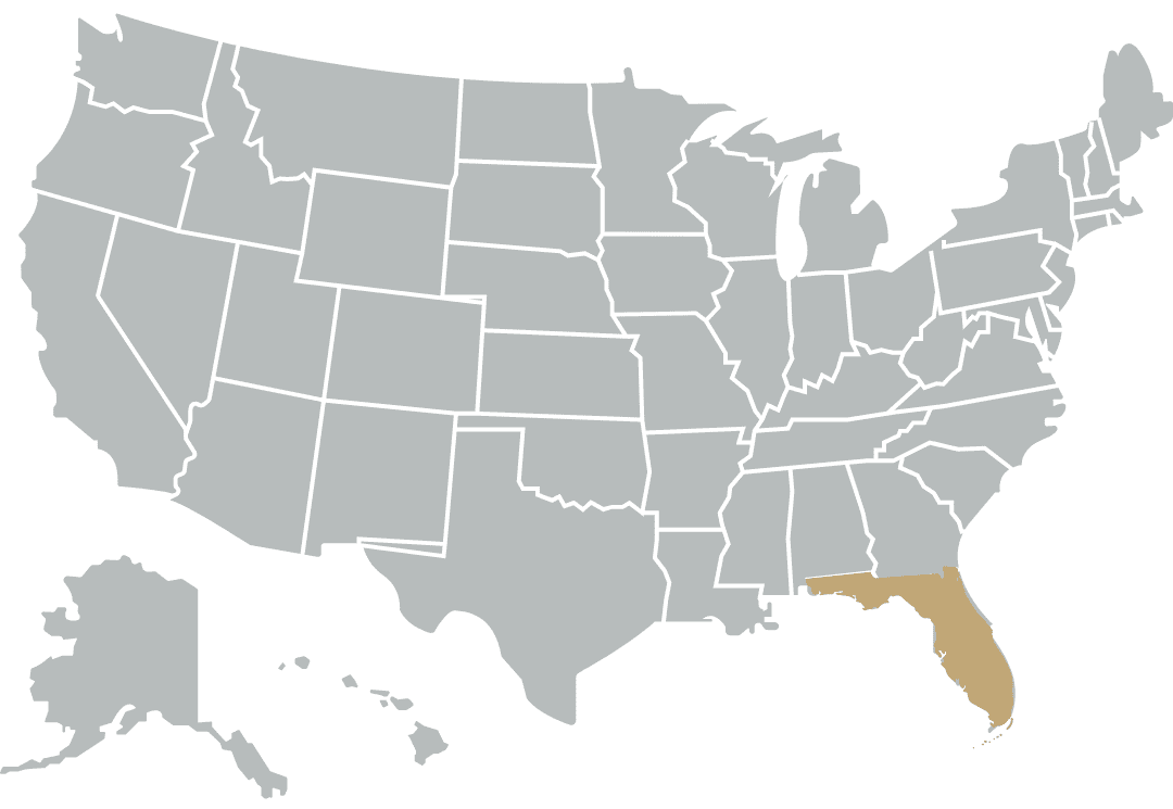 US map with Florida highlighted.