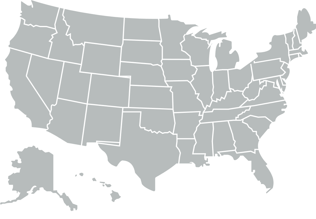 Map of the United States by state.