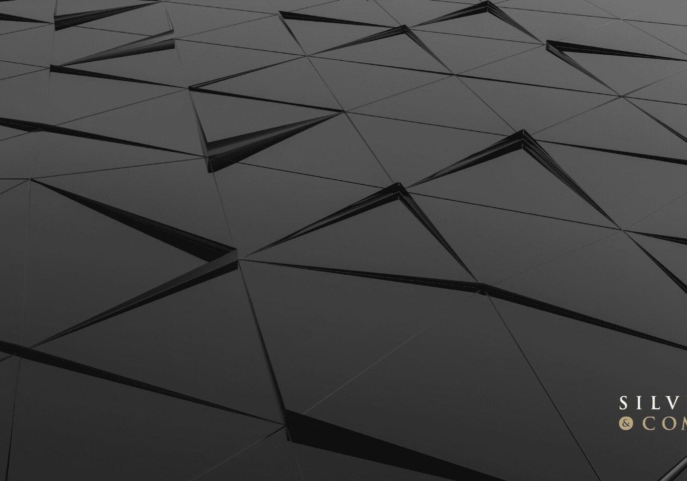 Black triangular geometric pattern background.