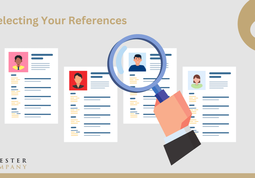 Hand holding magnifying glass over resume.